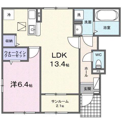 ブルーガーベラ(1LDK/1階)の間取り写真