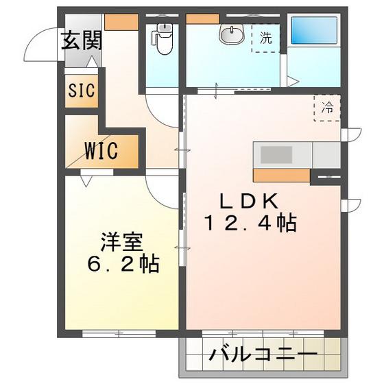 アルタイル(1LDK/2階)の間取り写真