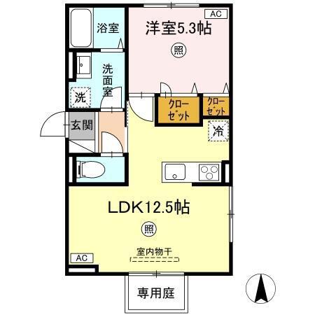 D-RESENA丸山N(1LDK/1階)の間取り写真