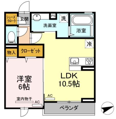 クリア南砂(1LDK/2階)の間取り写真