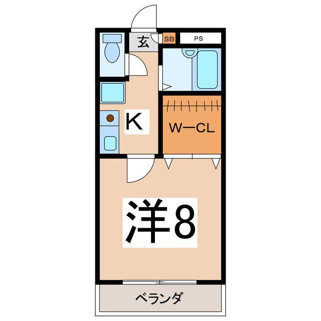 EVER GREEN(1K/2階)の間取り写真