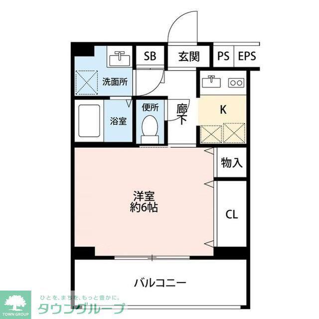 プレール川越(1K/5階)の間取り写真