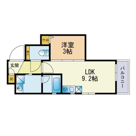 ヴィラージュ大濠(1LDK/3階)の間取り写真