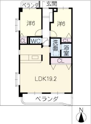 プチエアーIII(2LDK/2階)の間取り写真