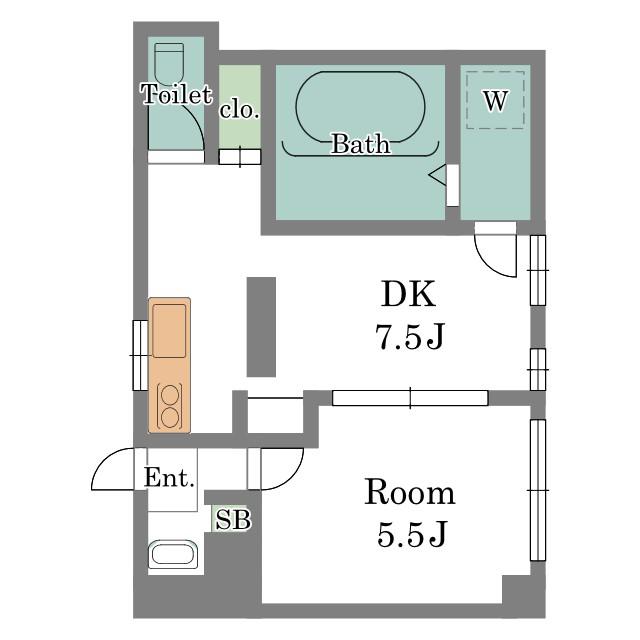 松尾ビル(1LDK/1階)の間取り写真