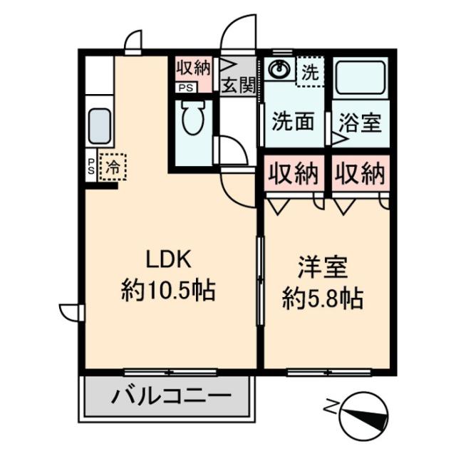 ラベリーテ佐倉(1LDK/1階)の間取り写真