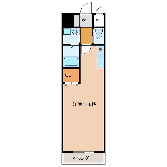 プリムローズ(ワンルーム/6階)の間取り写真