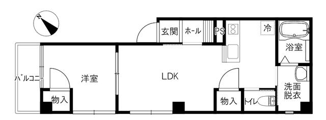 PULL STONE(1LDK/1階)の間取り写真