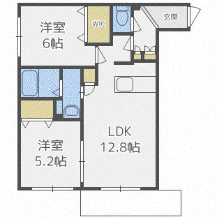 PARK VILLAGE SAPPORO(2LDK/1階)の間取り写真