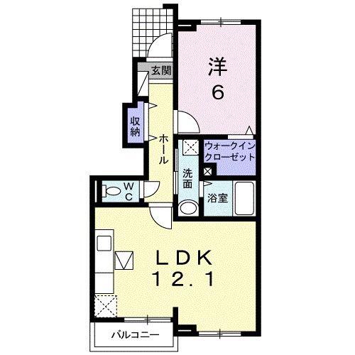 リヴィエール・ウエストI(1LDK/1階)の間取り写真