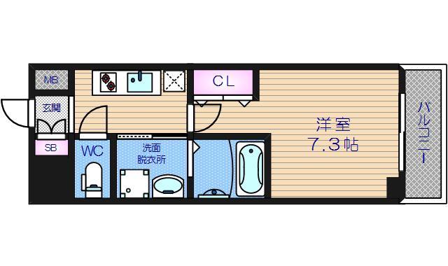 ミュプレ北浜(1K/9階)の間取り写真