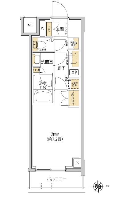 グレーシアフィット羽沢横浜国大(1K/7階)の間取り写真
