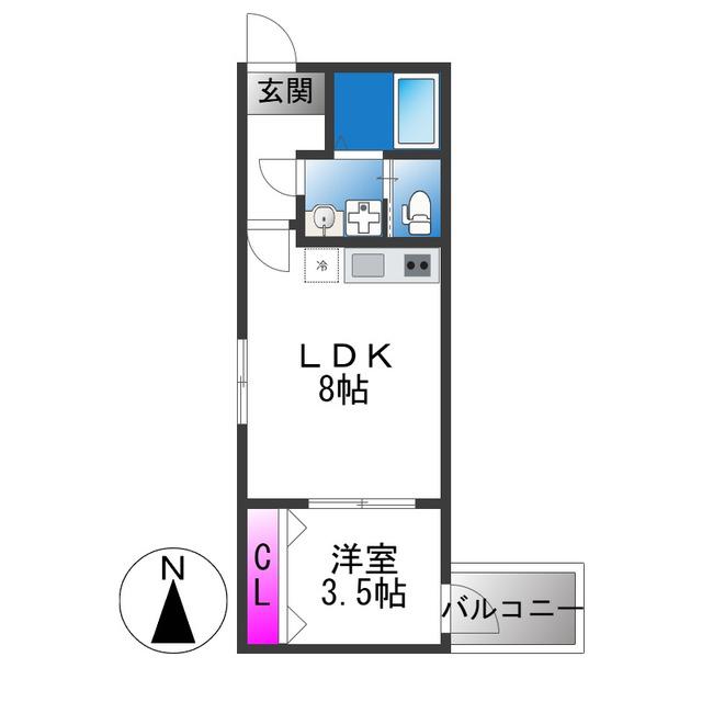 アプローズ新深江(1LDK/1階)の間取り写真