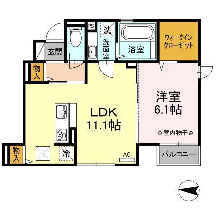 フェリシアIII(1LDK/1階)の間取り写真