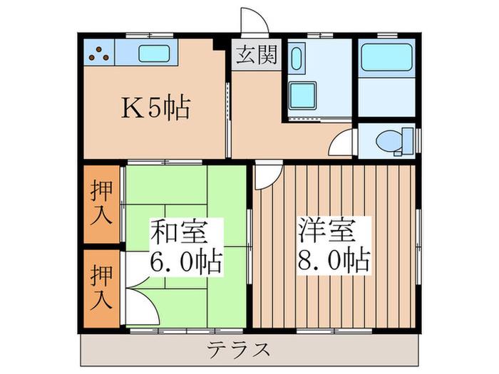 ハイツヤマクラ(2K/1階)の間取り写真