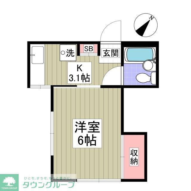 ハイツ前原(1K/2階)の間取り写真