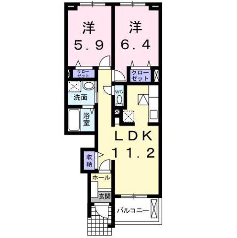 マーベラス北裏(2LDK/1階)の間取り写真