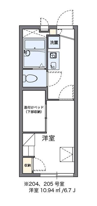 ラビス山王谷II(1K/1階)の間取り写真