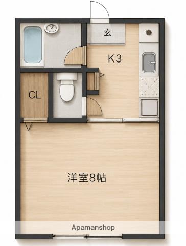 久保田ハイツ1号館(1K/1階)の間取り写真