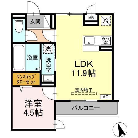 グランドゥール シャトー(1LDK/2階)の間取り写真
