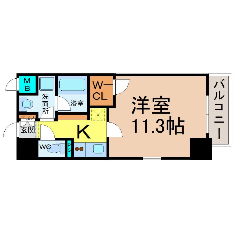 アスピラシオン名駅(1DK/1階)の間取り写真