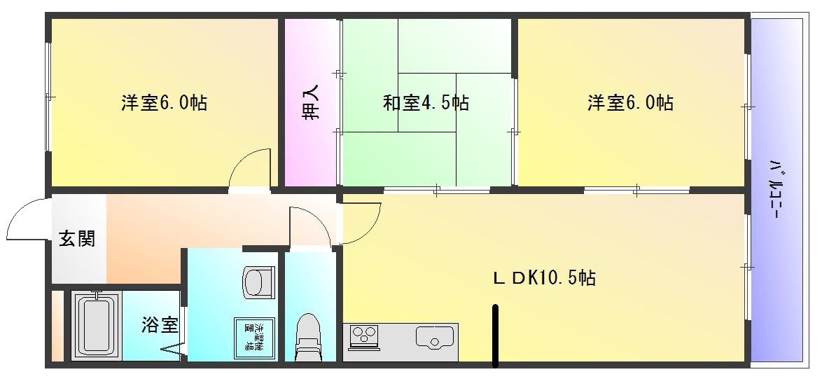 ガーデンフラットカメリア(3LDK/3階)の間取り写真