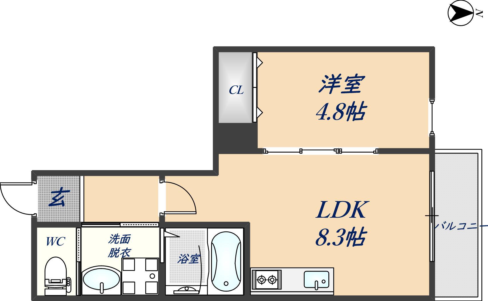 ESCALA四條畷(1LDK/1階)の間取り写真