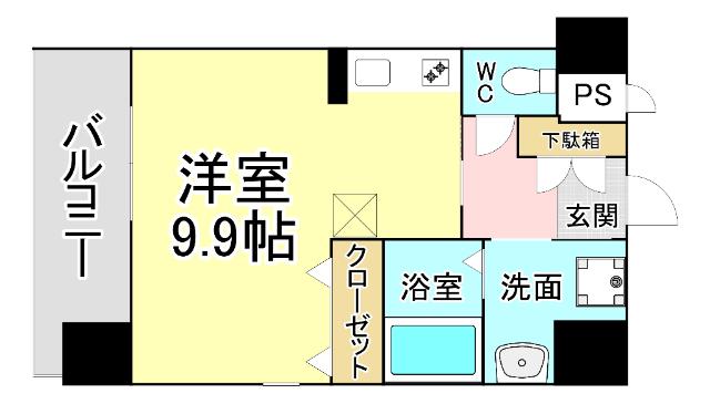 フェリシエ馬借(ワンルーム/2階)の間取り写真