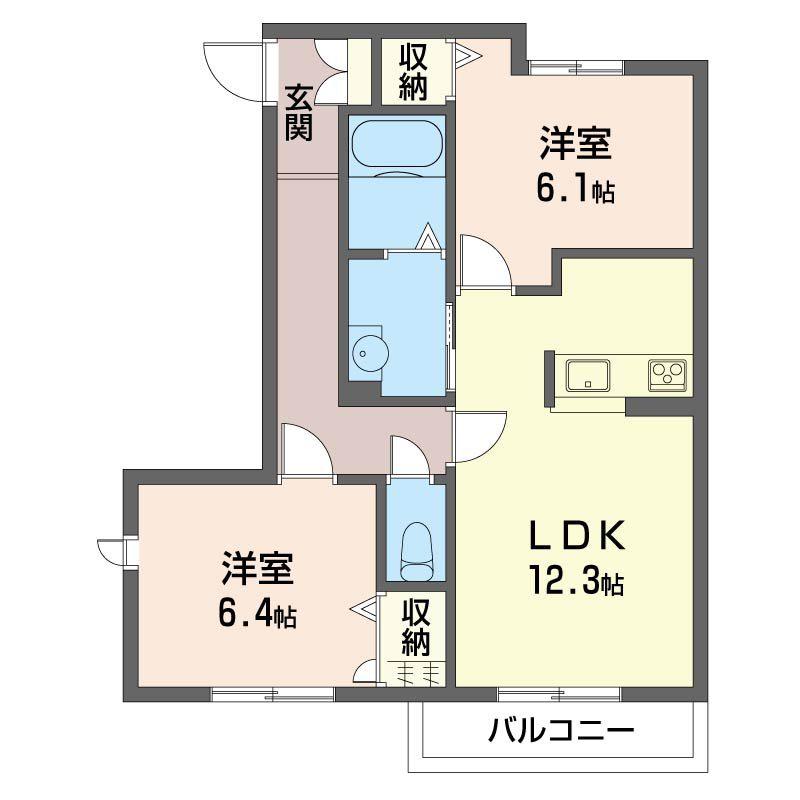 GRAND CHALETI(2LDK/1階)の間取り写真