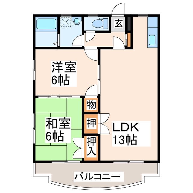 レジデンス新町(2LDK/3階)の間取り写真