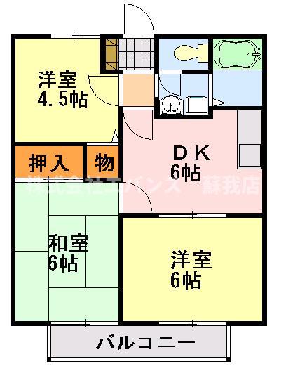 ラフィーネ寒川C(3DK/1階)の間取り写真