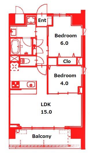 GRAND FARO元住吉(2LDK/9階)の間取り写真