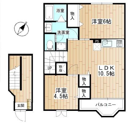 シャンドフルール(2LDK/2階)の間取り写真