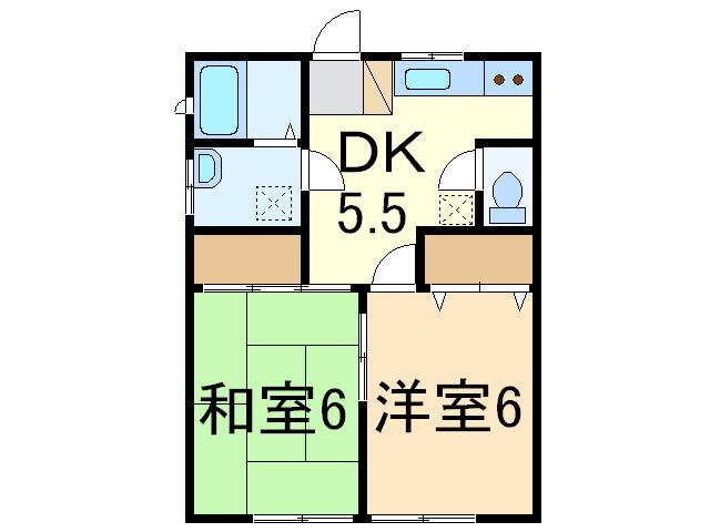 水口アパート(2DK/2階)の間取り写真