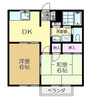 チェリーヒルズ(2DK/2階)の間取り写真