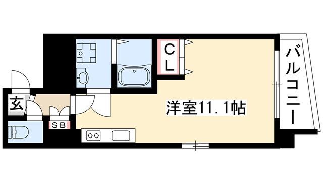ウィングコート徳川(ワンルーム/5階)の間取り写真