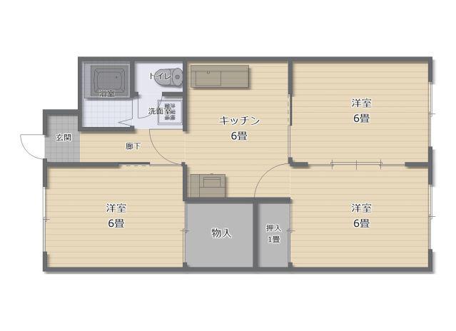 片山マンション(3DK/3階)の間取り写真