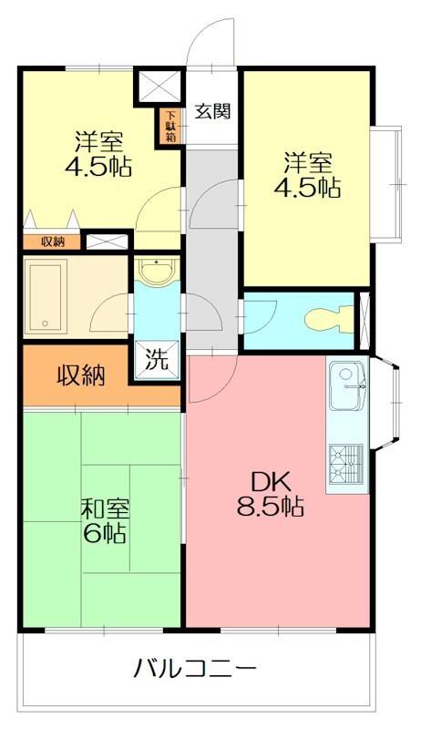 クリオかしわ台弐番館(3DK/3階)の間取り写真