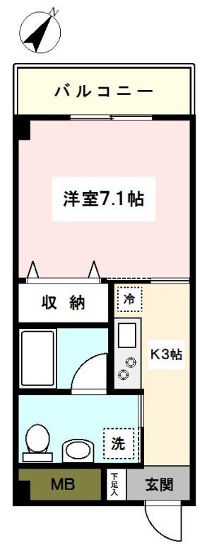 A&Mマンション リトルパウ(1K/3階)の間取り写真
