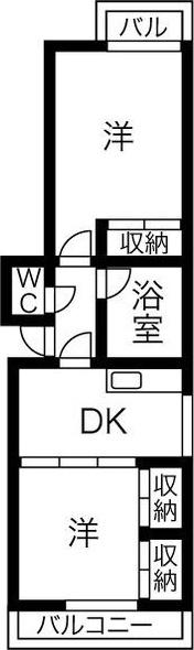 サンハイツ中駒(2DK/2階)の間取り写真