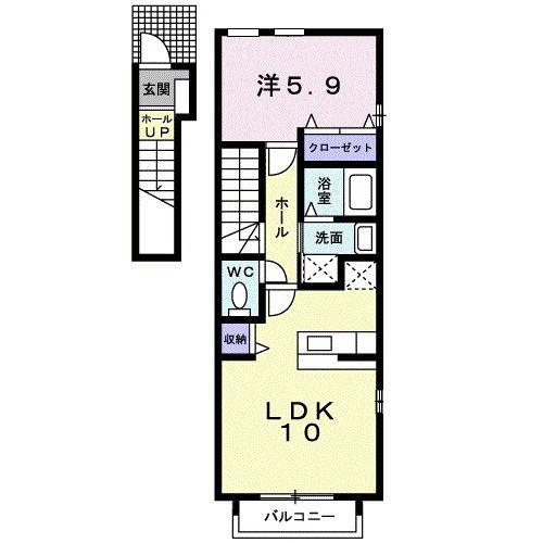 エスポワール・Y(1LDK/2階)の間取り写真