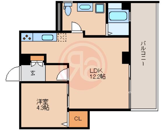 EASE(1LDK/3階)の間取り写真