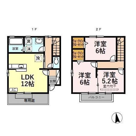 フレンドリースクエア相木B(3LDK/1階)の間取り写真