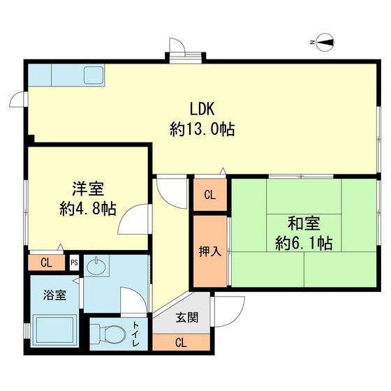 グランシャリオ(2LDK/1階)の間取り写真