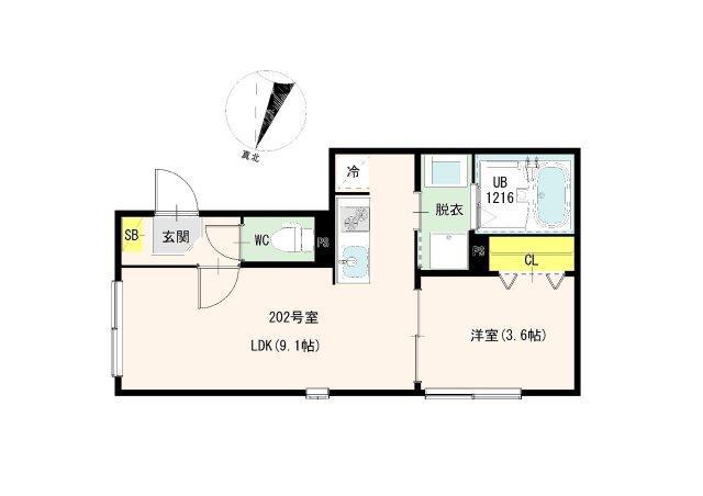 HANA HOUSE 小岩(1LDK/2階)の間取り写真