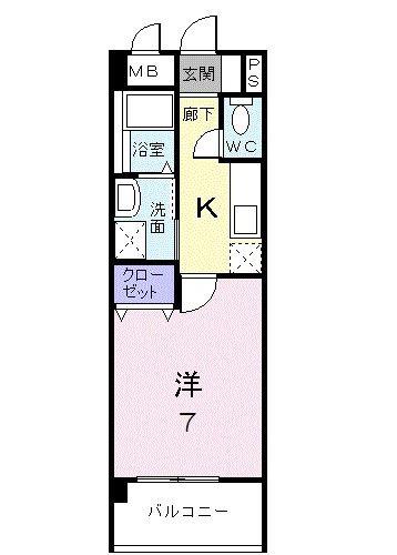 サンリット・平砂(1K/3階)の間取り写真