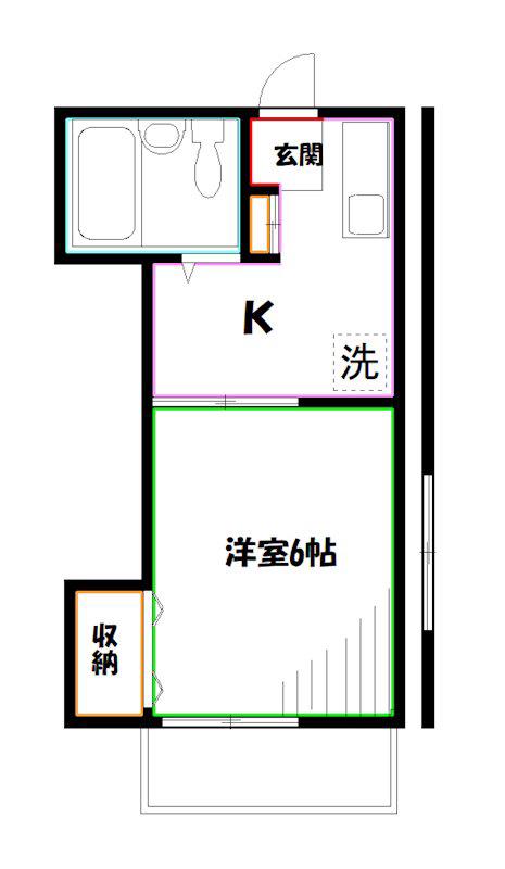 メゾンIII(1K/2階)の間取り写真
