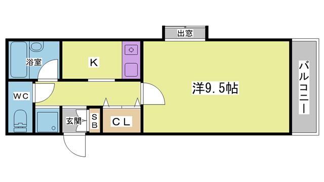 第6パークビル(1K/1階)の間取り写真