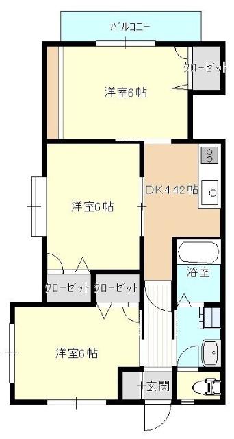 サンハート戸尾(3DK/2階)の間取り写真