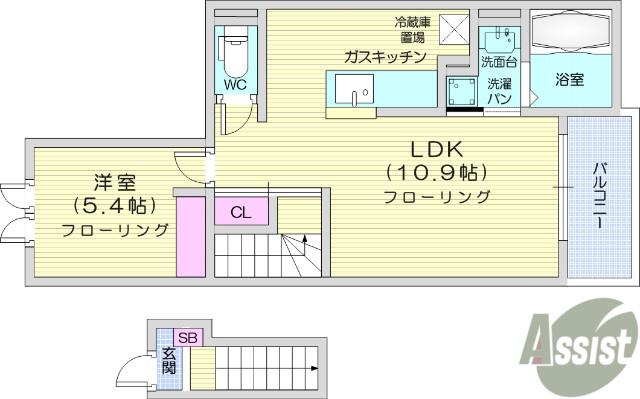 アイラビスタⅡ(1LDK/2階)の間取り写真